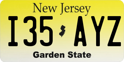 NJ license plate I35AYZ