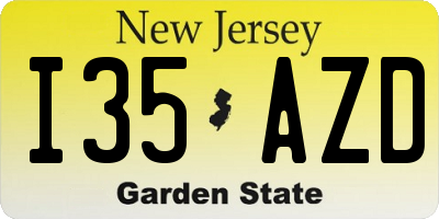 NJ license plate I35AZD