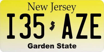 NJ license plate I35AZE