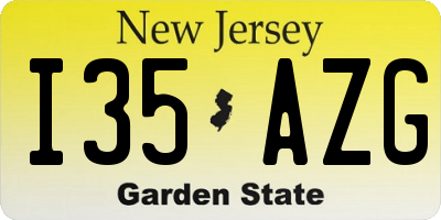 NJ license plate I35AZG