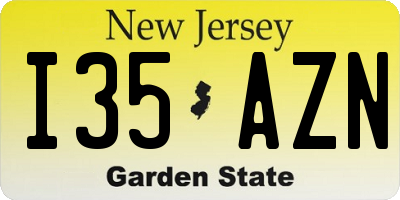 NJ license plate I35AZN