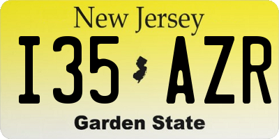 NJ license plate I35AZR