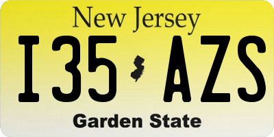 NJ license plate I35AZS