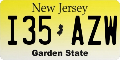 NJ license plate I35AZW