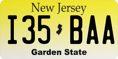 NJ license plate I35BAA