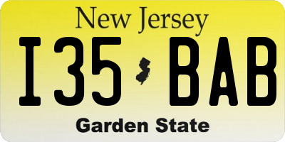 NJ license plate I35BAB