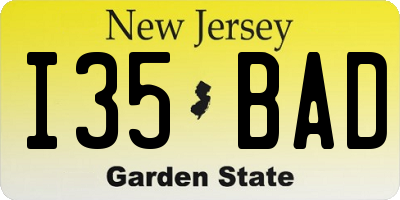 NJ license plate I35BAD