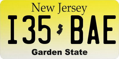 NJ license plate I35BAE