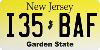 NJ license plate I35BAF