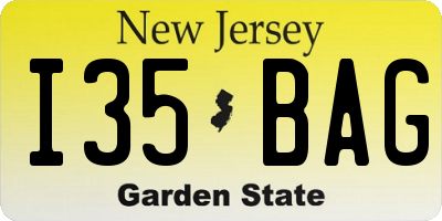 NJ license plate I35BAG