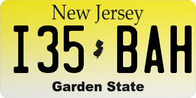 NJ license plate I35BAH