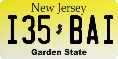 NJ license plate I35BAI