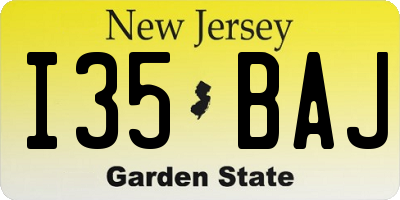 NJ license plate I35BAJ