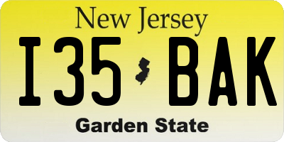 NJ license plate I35BAK