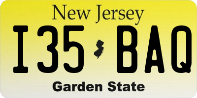 NJ license plate I35BAQ