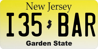 NJ license plate I35BAR