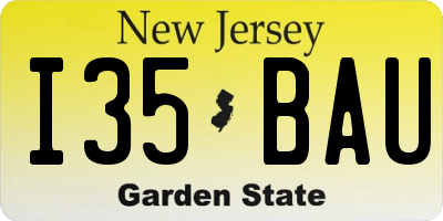 NJ license plate I35BAU