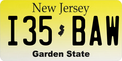 NJ license plate I35BAW