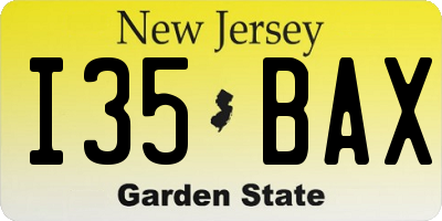 NJ license plate I35BAX