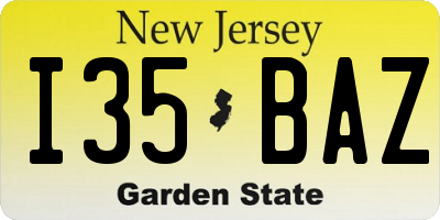 NJ license plate I35BAZ