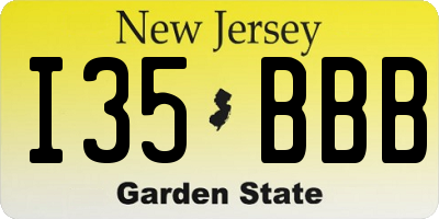 NJ license plate I35BBB