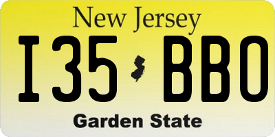 NJ license plate I35BBO