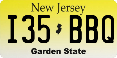 NJ license plate I35BBQ
