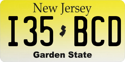 NJ license plate I35BCD