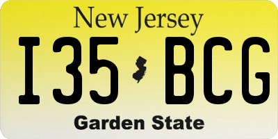 NJ license plate I35BCG