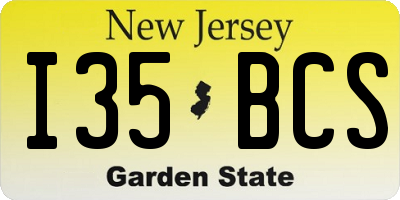 NJ license plate I35BCS