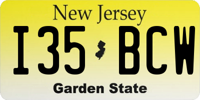 NJ license plate I35BCW