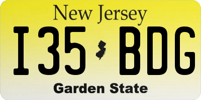 NJ license plate I35BDG