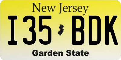NJ license plate I35BDK