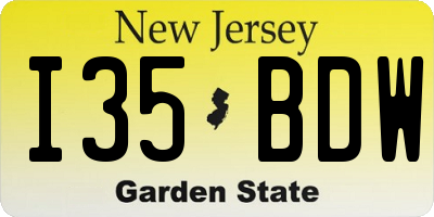 NJ license plate I35BDW