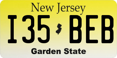 NJ license plate I35BEB