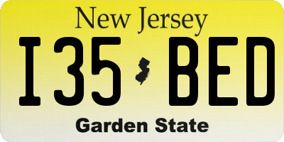 NJ license plate I35BED