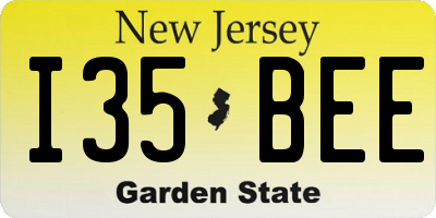 NJ license plate I35BEE