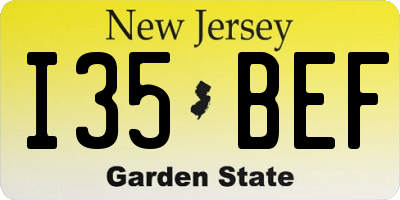 NJ license plate I35BEF
