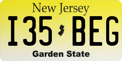 NJ license plate I35BEG