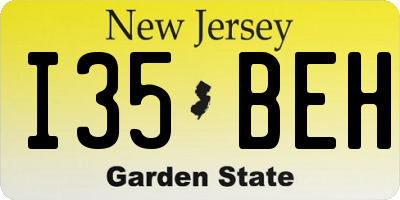 NJ license plate I35BEH