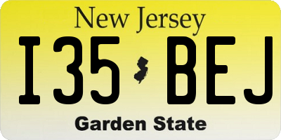 NJ license plate I35BEJ