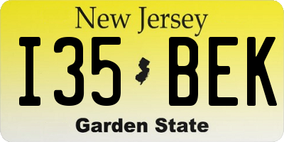 NJ license plate I35BEK