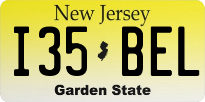 NJ license plate I35BEL