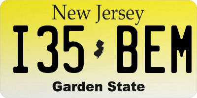 NJ license plate I35BEM