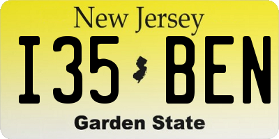 NJ license plate I35BEN