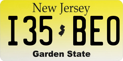 NJ license plate I35BEO