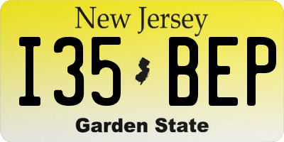 NJ license plate I35BEP