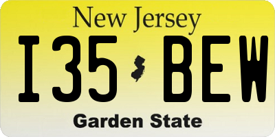 NJ license plate I35BEW