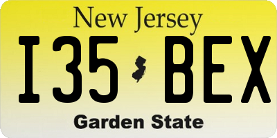 NJ license plate I35BEX
