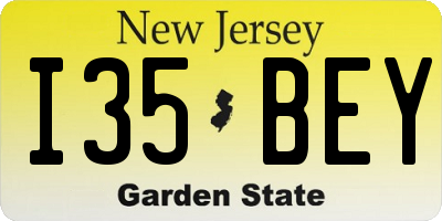 NJ license plate I35BEY